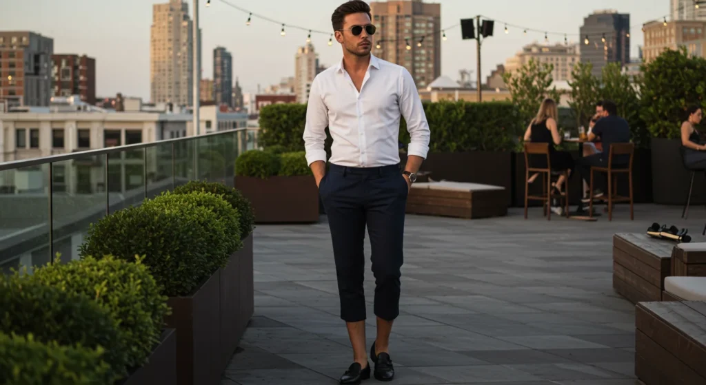 Stylish men’s cocktail outfits including suits, blazers, dress shirts, and smart accessories for various formal events and special occasions.