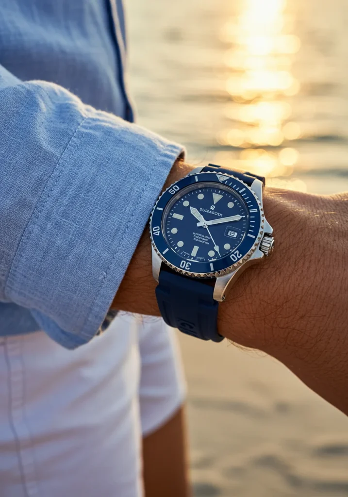 Rugged men’s dive watch for outdoor and beach settings